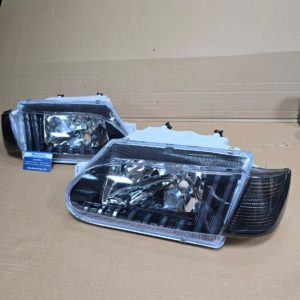 Фары на Ваз 2114 стиль Audi чёрные ДХО (пара)